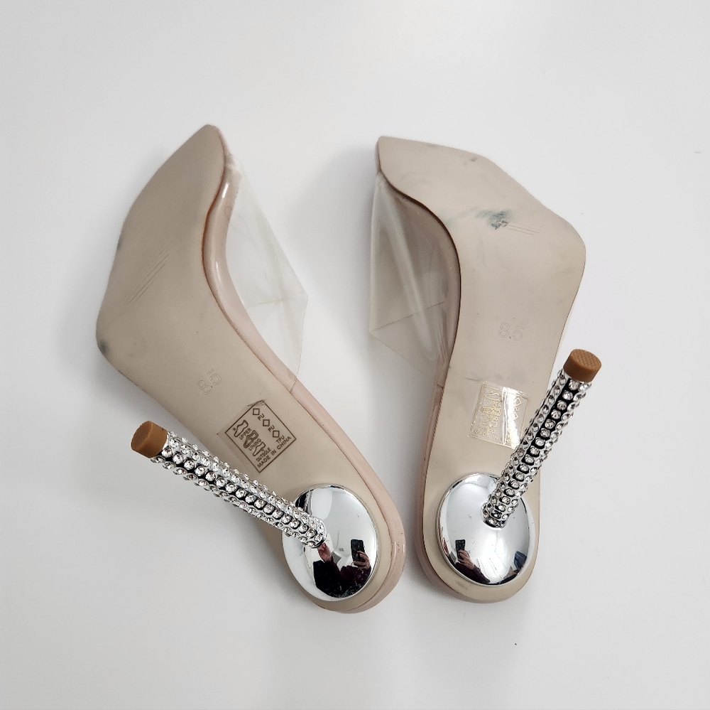 AZALEA WANG Clear Heel Sandal in Nude Women's Size 8 - Picture 2 of 10